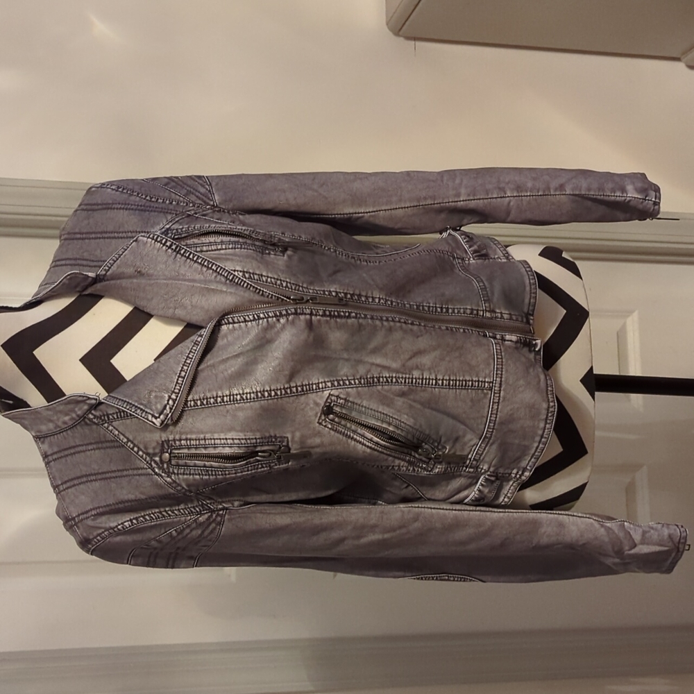 Joy Jou Faux Leather Gray Jacket, fits  US size 6-8